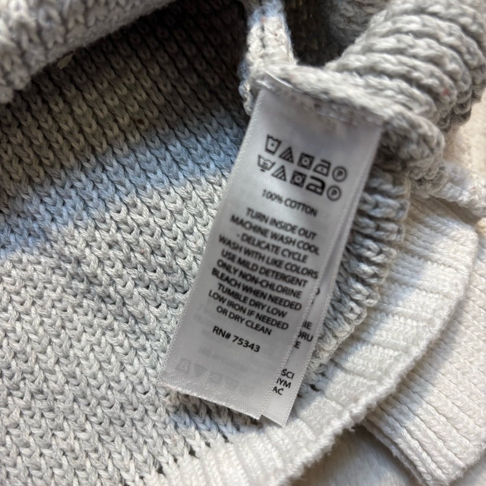 NEW Rachel Zoe Hoodie Sweater Small White Grey Honeycomb Knit Cotton long Slvs - Picture 12 of 15